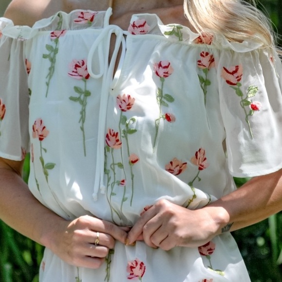 NWT Rose Embroidered Romantic Maxi Dress - Picture 6 of 7